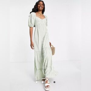 ASOS green buffalo plaid maxi dress